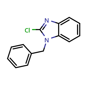 Chemical structure of 1-Benzyl-2-chloro-1H-benzo[d]imidazole , CAS 43181-78-8, AChemBlock V144430