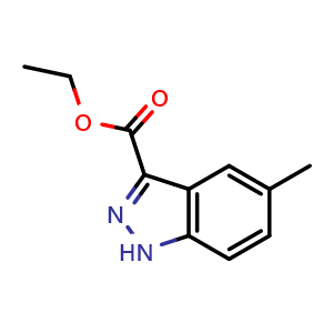 Chemical structure of ethyl 5-methyl-1H-indazole-3-carboxylate , CAS 1908-01-6, AChemBlock V144436