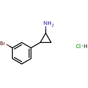Chemical structure of 2-(3-bromophenyl)cyclopropanamine hydrochloride , CAS 1305710-84-2, AChemBlock V144438