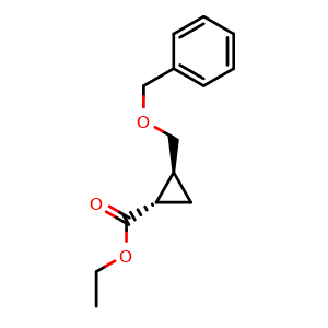 Chemical structure of (1S,2S)-ethyl 2-((benzyloxy)methyl)cyclopropanecarboxylate , CAS 692778-41-9, AChemBlock V144447