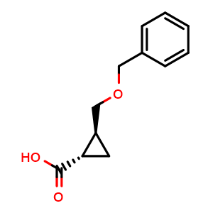 Chemical structure of (1S,2S)-2-(benzyloxymethyl)cyclopropanecarboxylic acid , CAS 1932779-15-1, AChemBlock V144448