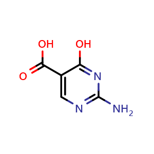 Chemical structure of 2-amino-4-hydroxypyrimidine-5-carboxylic acid , CAS 40769-70-8, AChemBlock V144455