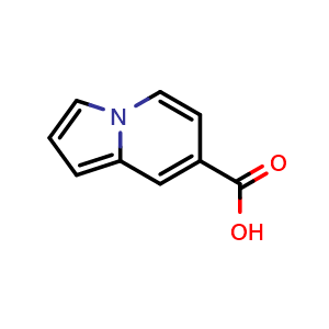 Chemical structure of indolizine-7-carboxylic acid , CAS 1533853-53-0, AChemBlock V144461