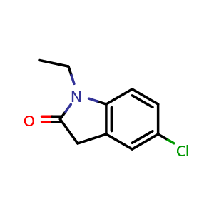 Chemical structure of 5-chloro-1-ethylindolin-2-one , CAS 41192-34-1, AChemBlock V144503