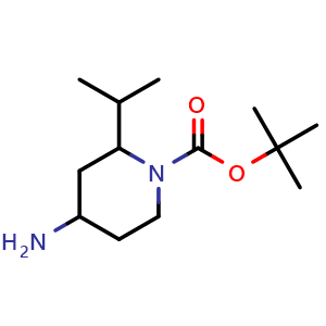 Chemical structure of tert-butyl 4-amino-2-isopropylpiperidine-1-carboxylate , CAS 1558365-90-4, AChemBlock V144520