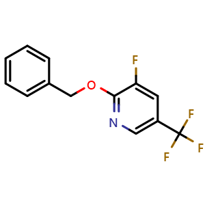 Chemical structure of 2-(benzyloxy)-3-fluoro-5-(trifluoromethyl)pyridine , CAS 431942-62-0, AChemBlock V144522