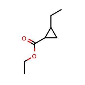 Chemical structure of ethyl 2-ethylcyclopropanecarboxylate , CAS 115188-22-2, AChemBlock V144529