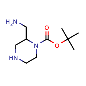 Chemical structure of tert-butyl 2-(aminomethyl)piperazine-1-carboxylate , CAS 1441161-43-8, AChemBlock V144541