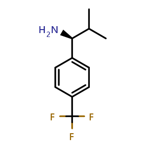 Chemical structure of (S)-2-methyl-1-(4-(trifluoromethyl)phenyl)propan-1-amine , CAS 1003887-72-6, AChemBlock V144555