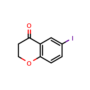 Chemical structure of 6-iodochroman-4-one , CAS 101714-35-6, AChemBlock V144576