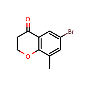 Chemical structure of 6-bromo-8-methylchroman-4-one , CAS 1092348-76-9, AChemBlock V144577