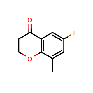 Chemical structure of 6-fluoro-8-methylchroman-4-one , CAS 1092349-07-9, AChemBlock V144578