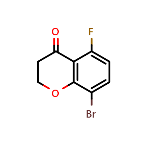 Chemical structure of 8-Bromo-5-fluoro-2,3-dihydro-4H-chromen-4-one , CAS 1092348-60-1, AChemBlock V144580