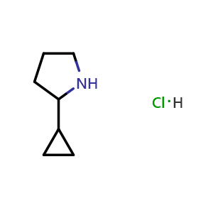 Chemical structure of 2-cyclopropylpyrrolidine hydrochloride , CAS 558478-81-2, AChemBlock V144596