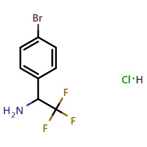 Chemical structure of 1-(4-bromophenyl)-2,2,2-trifluoroethan-1-amine hydrochloride , CAS 842169-72-6, AChemBlock V144602