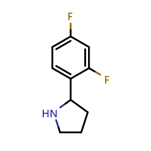 Chemical structure of 2-(2,4-difluorophenyl)pyrrolidine , CAS 524674-05-3, AChemBlock V144609
