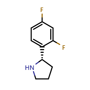 Chemical structure of (S)-2-(2,4-difluorophenyl)pyrrolidine , CAS 1217667-72-5, AChemBlock V144611