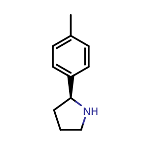Chemical structure of (2S)-2-(4-methylphenyl)pyrrolidine , CAS 1217847-41-0, AChemBlock V144626
