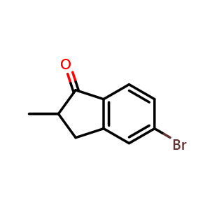Chemical structure of 5-bromo-2-methyl-2,3-dihydro-1H-inden-1-one , CAS 104107-22-4, AChemBlock V144642