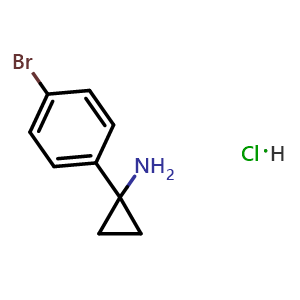 Chemical structure of 1-(4-bromophenyl)cyclopropan-1-amine hydrochloride , CAS 952289-92-8, AChemBlock V144644