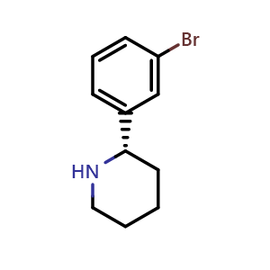 Chemical structure of (S)-2-(3-bromophenyl)piperidine , CAS 1228557-44-5, AChemBlock V144652