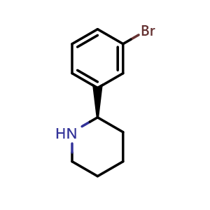 Chemical structure of (R)-2-(3-bromophenyl)piperidine , CAS 1228568-74-8, AChemBlock V144654
