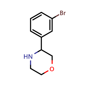 Chemical structure of 3-(3-bromophenyl)morpholine , CAS 1260665-00-6, AChemBlock V144655