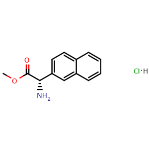Chemical structure of methyl (S)-2-amino-2-(naphthalen-2-yl)acetate hydrochloride , CAS 207234-74-0, AChemBlock V144671