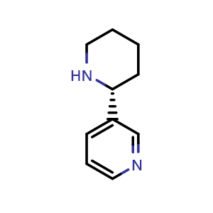 Chemical structure of (R)-3-(piperidin-2-yl)pyridine , CAS 34366-21-7, AChemBlock V144675