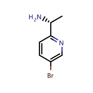 Chemical structure of (R)-1-(5-bromopyridin-2-yl)ethan-1-amine , CAS 953780-20-6, AChemBlock V144678