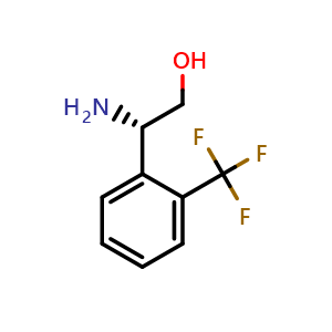 Chemical structure of (S)-2-amino-2-(2-(trifluoromethyl)phenyl)ethan-1-ol , CAS 1212879-34-9, AChemBlock V144699