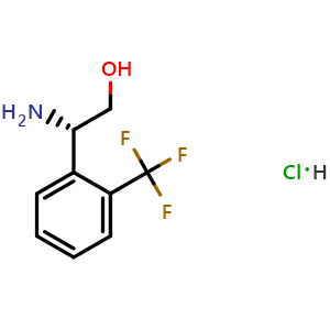 Chemical structure of (S)-2-Amino-2-(2-(trifluoromethyl)phenyl)ethan-1-ol hydrochloride , CAS 1391449-79-8, AChemBlock V144700