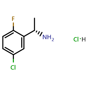Chemical structure of (S)-1-(5-chloro-2-fluorophenyl)ethan-1-amine hydrochloride , CAS 1423040-76-9, AChemBlock V144705
