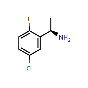 Chemical structure of (1R)-1-(5-CHLORO-2-FLUOROPHENYL)ETHYLAMINE , CAS 1217464-96-4, AChemBlock V144706