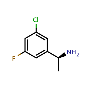 Chemical structure of (S)-1-(3-chloro-5-fluorophenyl)ethan-1-amine , CAS 1241678-48-7, AChemBlock V144726