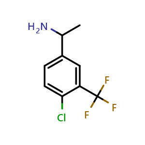 Chemical structure of 1-(4-chloro-3-(trifluoromethyl)phenyl)ethan-1-amine , CAS 1098069-36-3, AChemBlock V144736