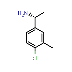 Chemical structure of (R)-1-(4-chloro-3-methylphenyl)ethan-1-amine , CAS 1217462-02-6, AChemBlock V144773