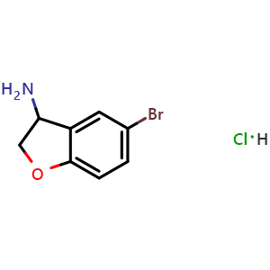Chemical structure of 5-bromo-2,3-dihydrobenzofuran-3-amine hydrochloride , CAS 1187927-75-8, AChemBlock V144777