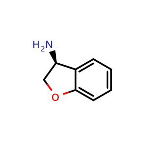 Chemical structure of (S)-2,3-dihydrobenzofuran-3-amine , CAS 1228569-93-4, AChemBlock V144779