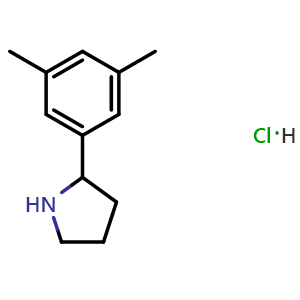 Chemical structure of 2-(3,5-dimethylphenyl)pyrrolidine hydrochloride , CAS 1803595-87-0, AChemBlock V144791