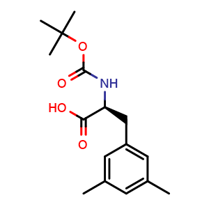 Chemical structure of (2S)-2-[(TERT-BUTOXY)CARBONYLAMINO]-3-(3,5-DIMETHYLPHENYL)PROPANOIC ACID , CAS 849440-33-1, AChemBlock V144793