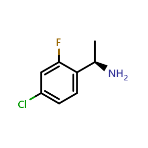 Chemical structure of (1R)-1-(4-chloro-2-fluorophenyl)ethanamine , CAS 856758-58-2, AChemBlock V144800