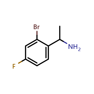 Chemical structure of 1-(2-bromo-4-fluorophenyl)ethan-1-amine , CAS 1086599-35-0, AChemBlock V144805