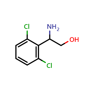 Chemical structure of 2-amino-2-(2,6-dichlorophenyl)ethan-1-ol , CAS 150806-18-1, AChemBlock V144814