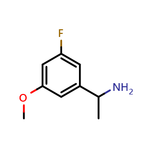Chemical structure of 1-(3-fluoro-5-methoxyphenyl)ethan-1-amine , CAS 1270583-17-9, AChemBlock V144822