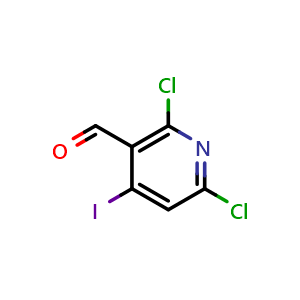 Chemical structure of 2,6-dichloro-4-iodonicotinaldehyde , CAS 1309866-36-1, AChemBlock V144838
