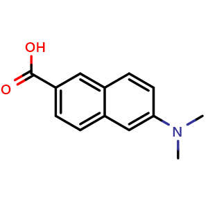 Chemical structure of 6-(dimethylamino)-2-naphthoic acid , CAS 5043-05-0, AChemBlock V144843
