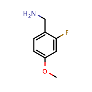Chemical structure of (2-fluoro-4-methoxyphenyl)methanamine , CAS 937843-59-9, AChemBlock V144848