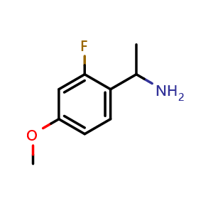 Chemical structure of 1-(2-fluoro-4-methoxyphenyl)ethan-1-amine , CAS 933585-50-3, AChemBlock V144849