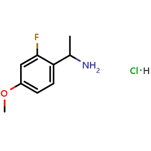 Chemical structure of 1-(2-fluoro-4-methoxyphenyl)ethan-1-amine hydrochloride , CAS 1309602-79-6, AChemBlock V144850